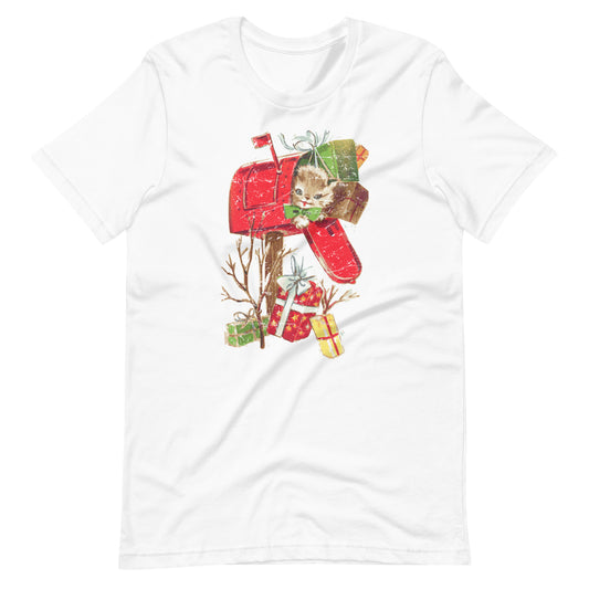 Christmas Cat Mailbox Unisex t-shirt